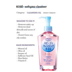 Kose Softymo Speedy Cleansing Oil 2024 – 240ml Makeup Remover | BodegaJP