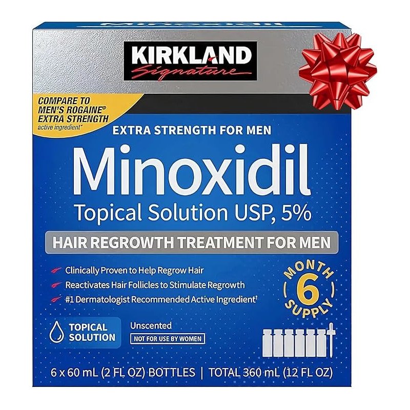 Minoxidil for Men 5% Extra Strength Hair Regrowth for Men fLsbok, 6 Month Supply by Kirkland Signature Minoxidil for Men 5% Extra Strength Hair Regrowth for Men fLsbok, 6 Month Supply by Kirkland Signature